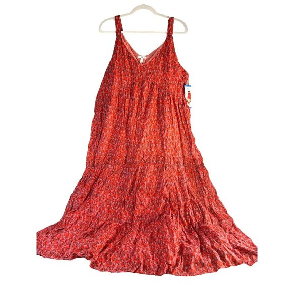 Joie Dresses & Skirts - Joie Womens Maxi Sun Dress Orange Multi V-Neck Sleevless Lined Size L NWT